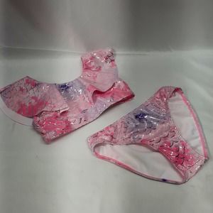 New Plastic tag Real Love 2 piece Silver Pastel Mermaid Tankini set LG 10/12